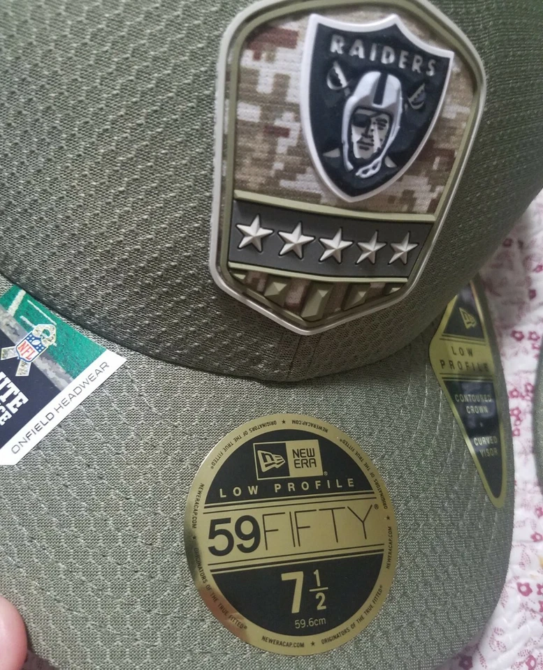 New Era 59FIFTY 2019 7 1/2 NFL RAIDERS Fuerzas Armadas Gorra Ajustada Camuflada Foto 2 de 4