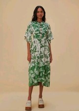 NEW Anthropologie Farm Rio Forest Soul Short Sleeve Midi Dress Medium $315