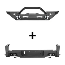 Black Steel Front & Rear Step Bumper Bars for 2020-2025 Jeep Gladiator JT Pickup