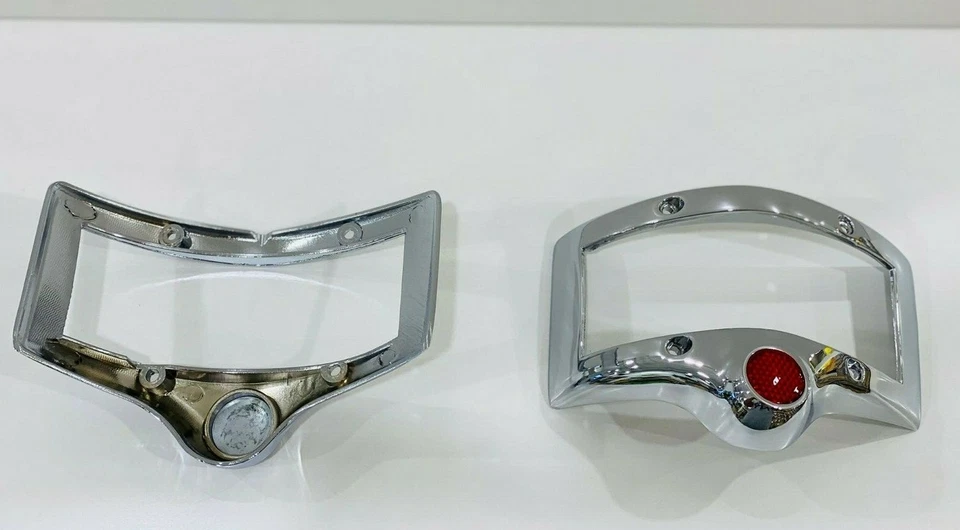 PAR DE MOLDURAS CROMADAS CARCASA BISEL LUZ TRASERA. Se adapta a PLYMOUTH 1950 1951 1952 Foto 4 de 4