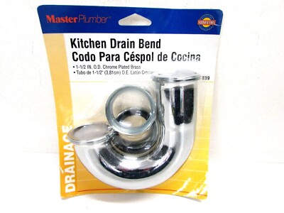 NEW! MASTER PLUMBER 1-1/2'' O.D. CHROME PLATED KITCHEN DRAIN ''J'' BEND #452 839