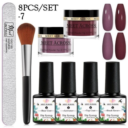 8/12/16PCS Glitter Pink Nude Nail Dipping Powder Set No Lamp Cure Decoration - Imagen 13 de 53
