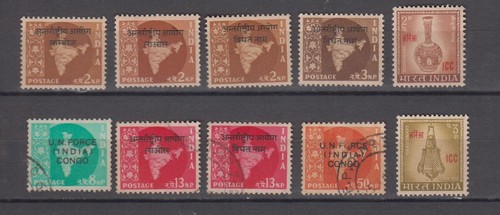 Indien 10 Militärmarken gebraucht & unbenutzt alle verschiedenen Briefmarken