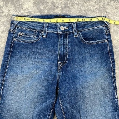 Pantalones de mezclilla True Religion Halle tiro medio súper ajustados lavado oscuro medio talla 28 - Imagen 8 de 12