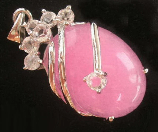 VETEMENTS Collana moda vera giada rosa placcata oro bianco zirconi fiore pendente