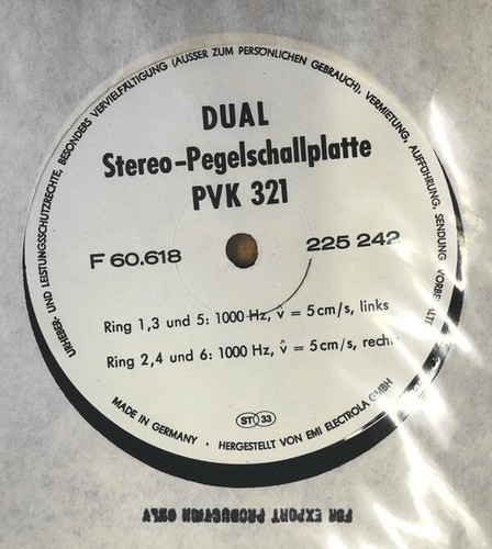 No Artist / DUAL - Stereo-Pegelschallplatte PVK 321 / Vinyl / Dual / Germany - Imagen 3 de 3