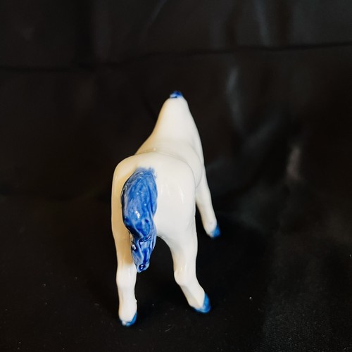 Chinese Old Qing Dy Blue White Porcelain Carved Standing Horse Figure Statue - Picture 5 of 10