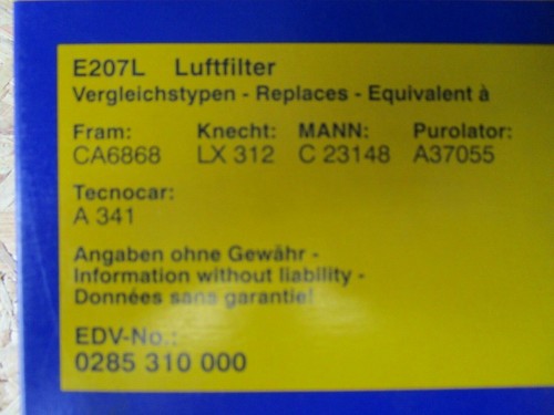 Mercedes W201 2.5TD W124 S124 E250TD E250D E300 Luftfilter HENGST E207L NEU Orig - Picture 10 of 12