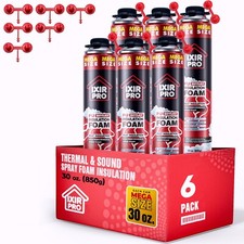 Spray Foam Insulation Can 6 x 30 oz. / 850 g Expanding Sealant, High Density