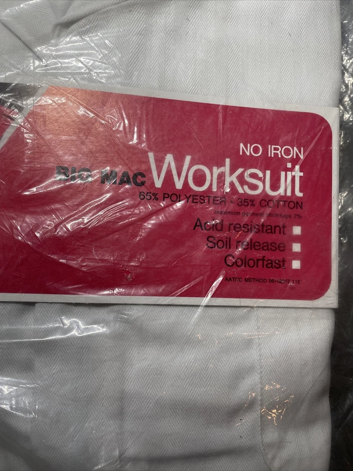 2 Pack Of Vintage JC Penny No Iron Big Mac Worksuits - Size 48L (White) - Image 2 of 4