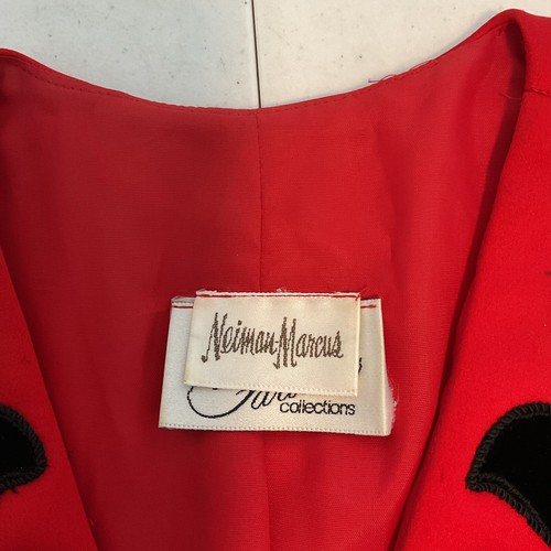 Vintage 80s Neiman Marcus FARINAE Red Structured Peplum Evening Jacket Size 14 - Picture 8 of 9