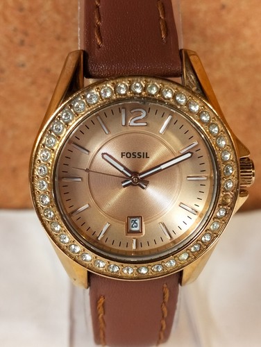 FOSSIL QUARTZ ROSE GOLD DIAL ES2889 WOMEN'S FULL WORKING CONDITION VINTAGE WATCH - Picture 4 of 17