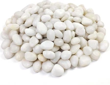 2Lbs Natural Decorative White Pebbles, 3/4-1 1/4 Inch High Polished River Rock S