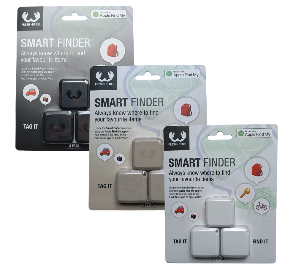 FRESH´N REBEL 3x Schlüsselfinder kompatibel mit Apple Find My, Wo ist iOS App