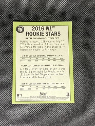 Keon Broxton Pittsburgh Pirates Signed Auto 2016 Topps Heritage Card #189 ~ COA - Picture 2 of 3