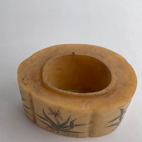Katze Schmuckschatulle handgeschnitzt Rind asiatisch Schmuck Behälter Scrimshaw Stash Flora - Bild 8 von 14