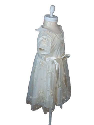 Fox & Heron Dress Ivory Girls 4 Holiday Embroidery Squins Faux Pearls Easter Wed - Picture 14 of 24