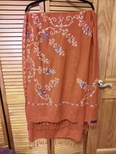 Pashmina Fringed Cashmere Shawl - Hand Embroidered In Florence Italy