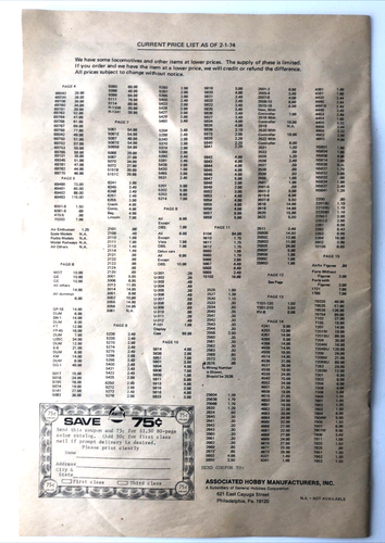 VTG 1973 AHM train set instructions & Catalog with Price List on back - Picture 4 of 4