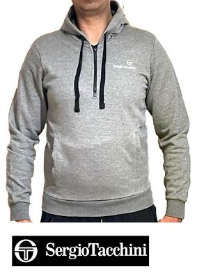 Sergio Tacchini Bobby grauer Fleece-Hoodie mit Viertelreißverschluss - tolles Preis-Leistungs-Verhältnis! UVP 69,99
