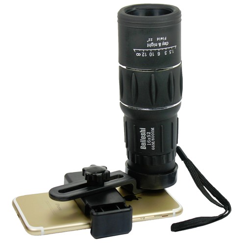 Lente monocular con zoom para cámara de concierto de senderismo 16x52 + clip universal para teléfono - Imagen 3 de 9