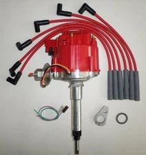 CHEVY Inline 6 Straight 6 194 216 235 HEI Distributor + RED Spark Plug Wires USA