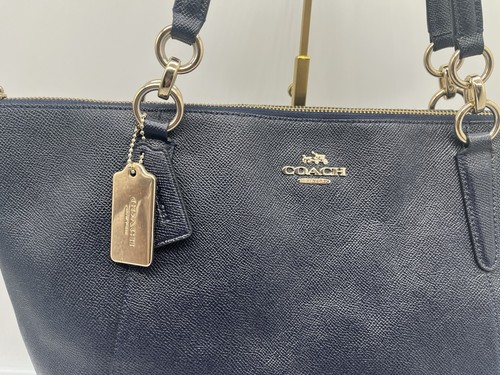 Coach Ava F57526 Black Crossgrain Leather Large Shoulder Bag Brass Bag Charm - Picture 4 of 12