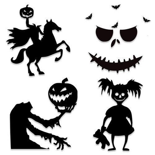 Halloween Room Door Window Stickers Skeleton Pumpkin Ghost Devil Witch Hat Decor - Picture 16 of 33
