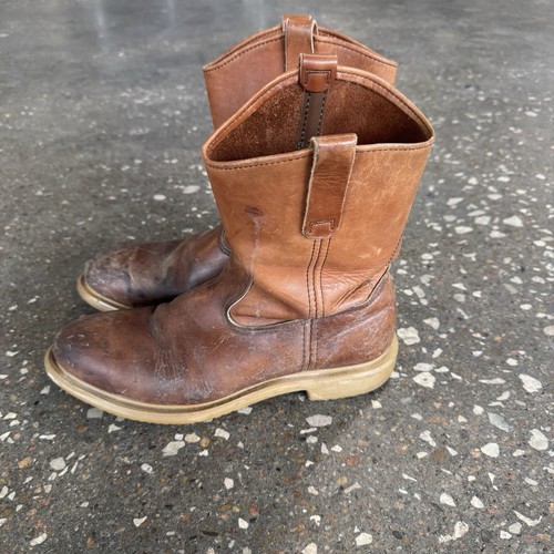 Vintage Red Wing Boots Pecos Style Pull On Brown Steel Toe Mens 11.5 D USA Made