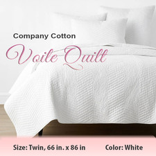 Company Cotton - Voile Quilt White, Twin Lightweight Soft Bedding Blanket