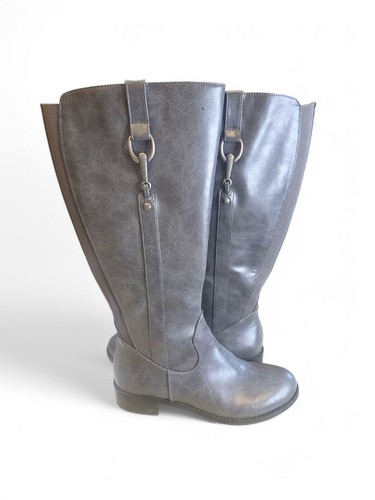 Life Stride Sikora Knee High Side Zip Block Heel Riding Boots Size 8 In Slate - Picture 2 of 13