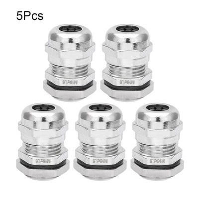 5pcs Cable Gland M16 Metal Waterproof Cable Glands Joints Adjustable Connector