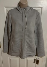 Nobull Hoodie Women s Gray Quilted Full Zip Jacket Performance Gym Size M - NWT