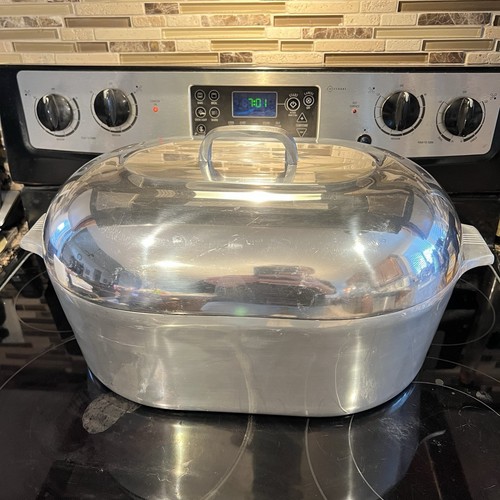 Vintage Magnalite 17qt GHC Aluminum Turkey Roaster X-Large Dutch Oven w/ Trivet - Picture 8 of 13