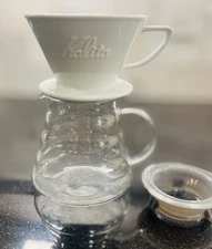 Kalita Wave #185 Coffee Dripper. Hasami Japan Set With Top For Carafe 2-4 Cups