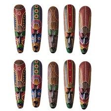 2X Masque En Bois Tenture Murale Sculpture Sur Bois  Peint  D7302