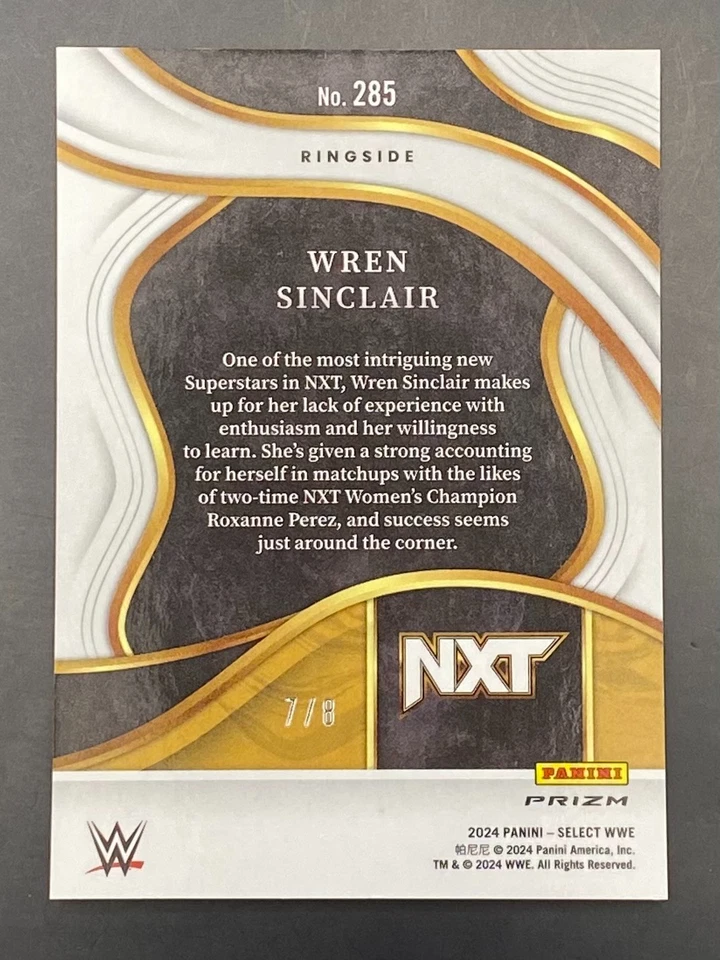 2024 Panini Select WWE Wren Sinclair Rookie Mojo Prizm FOTL #/8 Ringside #285 RC - Image 3 of 4
