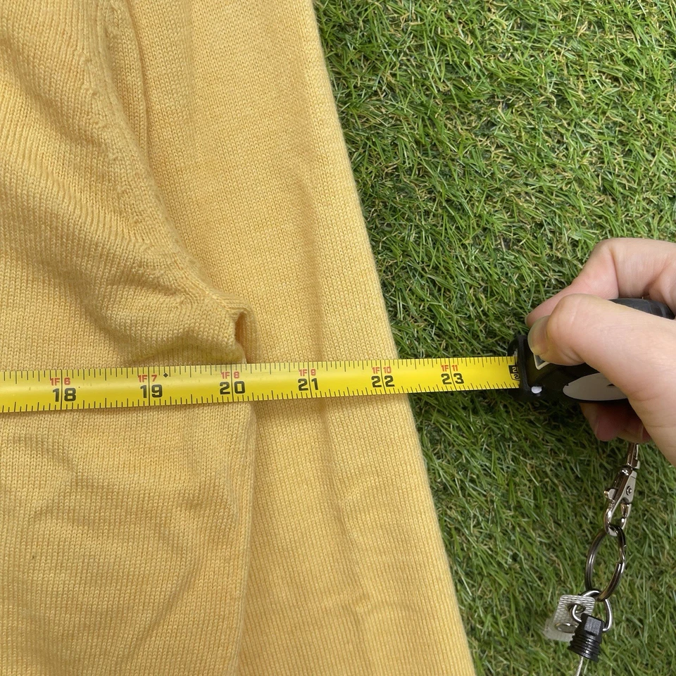 Suéter Turnbury Para Hombre Grande 100% Lana Merino Extra Fina Cuello en V Amarillo Preppy Foto 4 de 4