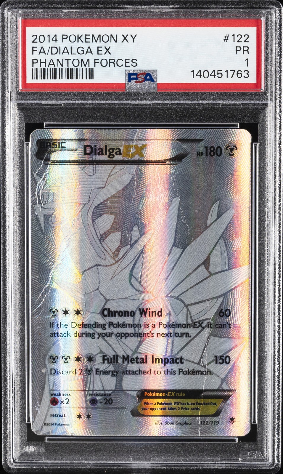 2014 POKEMON XY PHANTOM FORCES #122 FULL ART/DIALGA EX PSA 1