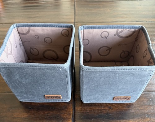 della Q Maker's Canvas Cubbies Set Of 2 BLUE Collapsible Storage Bins Craft