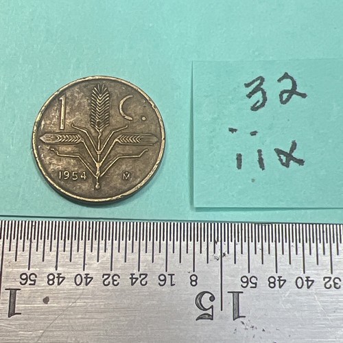 1954 Mo Mexico 1 Centavo Coin - Brass - Dark Tone Ok Shape. Lot # 32iix - Picture 3 of 6