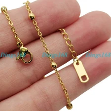 Genuine 18K Yellow Gold Filled Tarnish-Resist Italian Thin Rolo Chain Anklet B5H