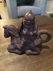 New ListingVtg Yixing Clay Teapot Warriar On Horseback Deep Dark Brown Tea Pot Stamped