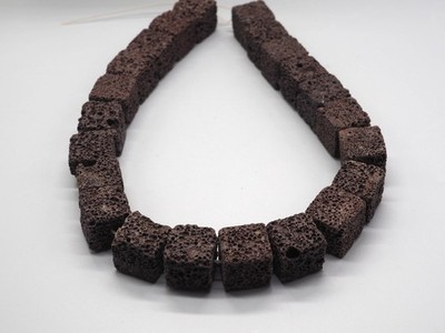 Strang braune Lava Würfel Perlen, 18 mm Würfel, Edelsteinperlen Strang