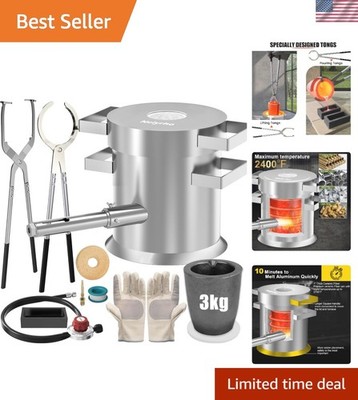 3KG Propane Metal Melting Furnace Kit All-in-One Smelting Forge for Gold Silv...