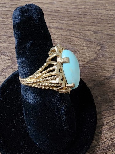 14kt Gelbgold Vintage Türkis Ring DAMEN GR. 7 A* - Bild 7 von 9