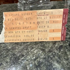 Eric Clapton 1987 Concert Ticket Stub April 27 Madison Square Garden NY