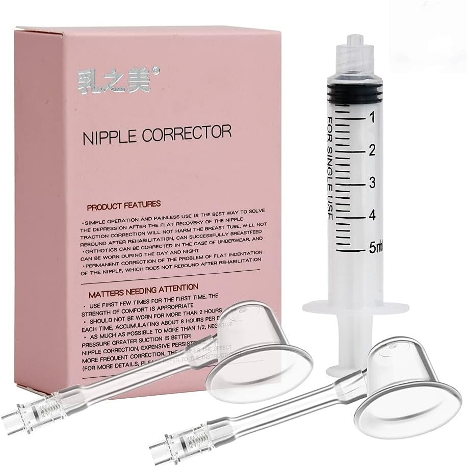 Angzhili 2 Sets Nipple Aspirator Corrector Feeding Sucking for Inverted Nipples