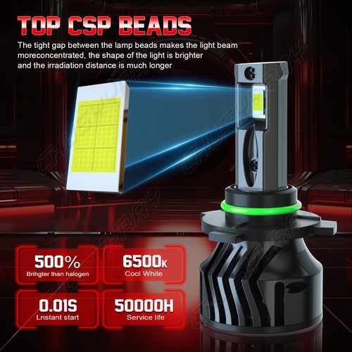 Pair 9006 LED Headlight Bulbs Conversion Kit Low Beam 6000K 5000LM White 2Pcs - Picture 3 of 14