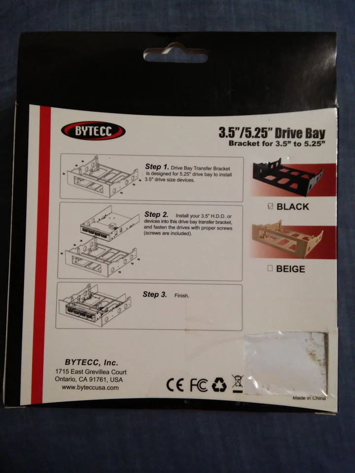 New BYTECC Bracket-525 3.5" Drive/Device Transfer Bracket For 5.25" Drive Bay - Image 2 of 2